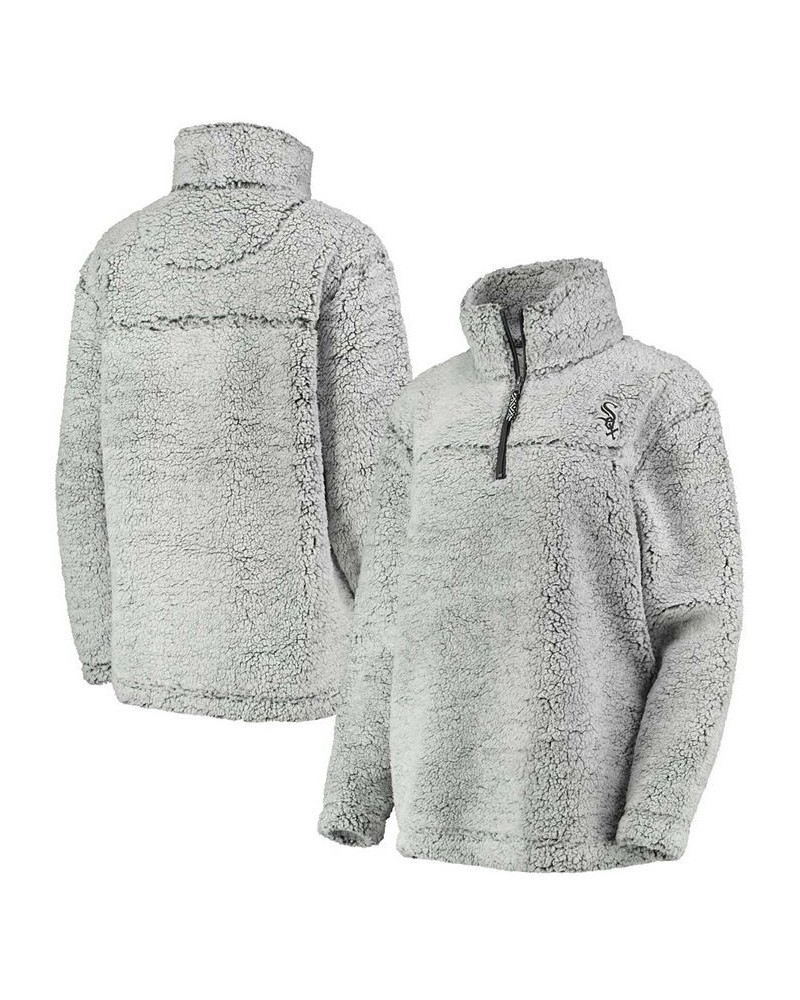 Women's Gray Chicago White Sox Sherpa Quarter-Zip Pullover Jacket Gray $44.19 Jackets