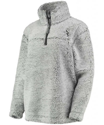 Women's Gray Chicago White Sox Sherpa Quarter-Zip Pullover Jacket Gray $44.19 Jackets