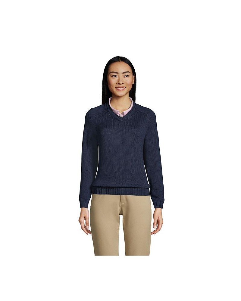 School Uniform Women's Cotton Modal V-neck Sweater Classic navy $33.77 Sweaters