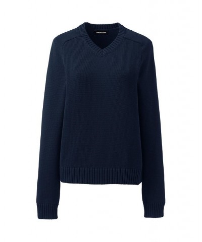 School Uniform Women's Cotton Modal V-neck Sweater Classic navy $33.77 Sweaters