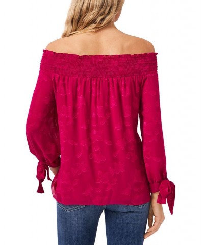 Tie-Cuff Off-The-Shoulder Top Plumeria $36.09 Tops