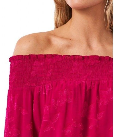 Tie-Cuff Off-The-Shoulder Top Plumeria $36.09 Tops