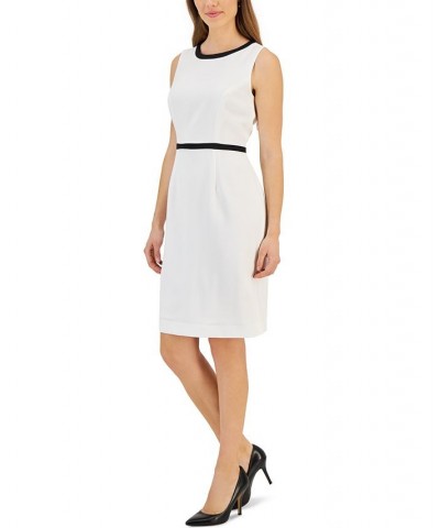 Petite Sleeveless Colorblocked Sheath Dress Lily White $46.53 Dresses