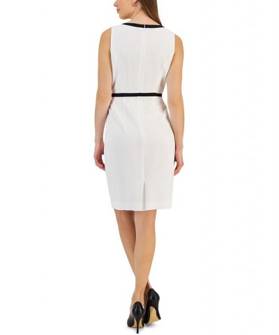 Petite Sleeveless Colorblocked Sheath Dress Lily White $46.53 Dresses