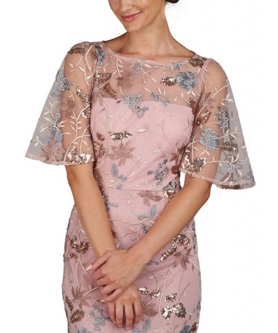 Women's Daphne Embroidered Flutter-Sleeve Gown Blush Multi $92.40 Dresses