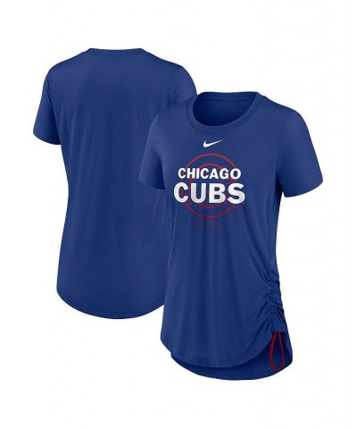 Women's Royal Chicago Cubs Side Cinch Fashion Tri-Blend Performance T-shirt Royal $26.49 Tops