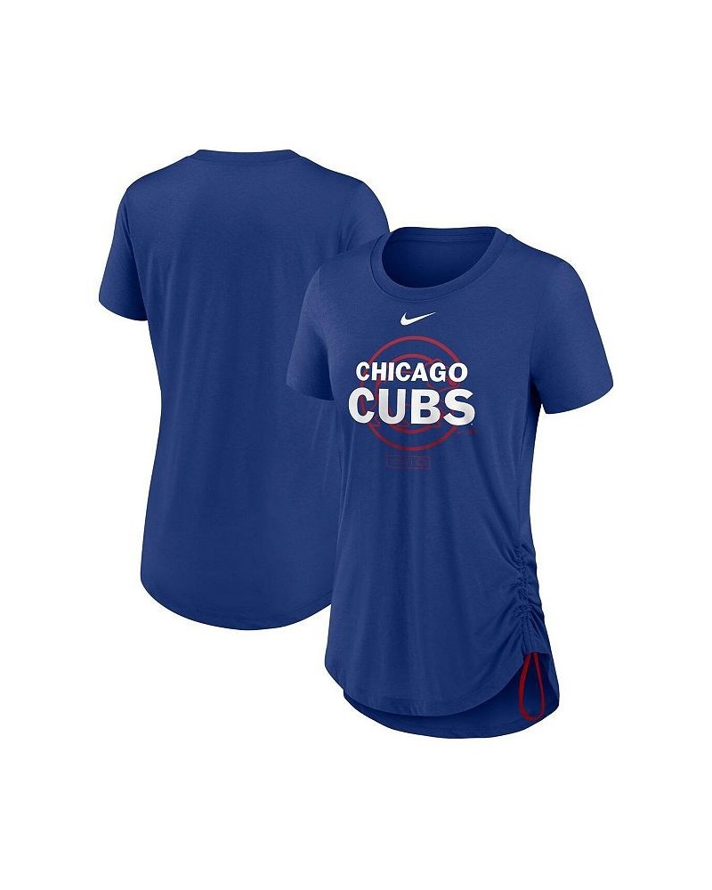 Women's Royal Chicago Cubs Side Cinch Fashion Tri-Blend Performance T-shirt Royal $26.49 Tops