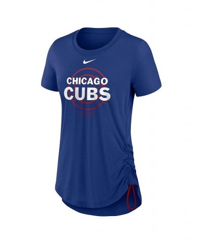 Women's Royal Chicago Cubs Side Cinch Fashion Tri-Blend Performance T-shirt Royal $26.49 Tops