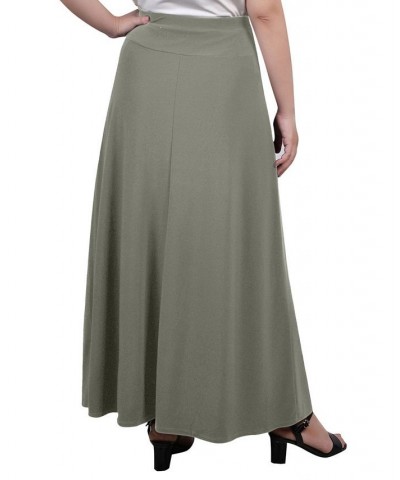 Petite Maxi with Front Faux Belt with Ring Detail A-Line Skirt Green $17.92 Skirts