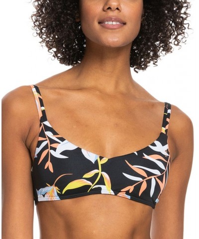 Juniors' Hibiscus Wave V-Neck Bralette Bikini Top & Cheeky Bikini Bottoms Anthracite Hibiscus Wave $26.24 Swimsuits