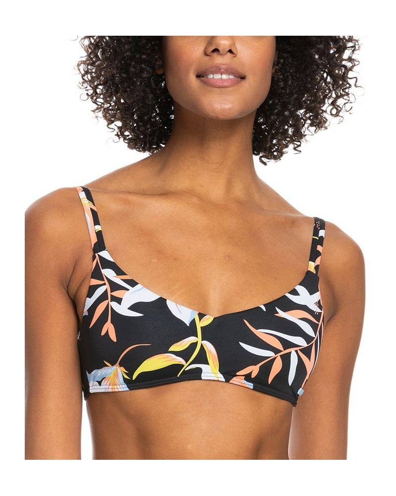 Juniors' Hibiscus Wave V-Neck Bralette Bikini Top & Cheeky Bikini Bottoms Anthracite Hibiscus Wave $26.24 Swimsuits