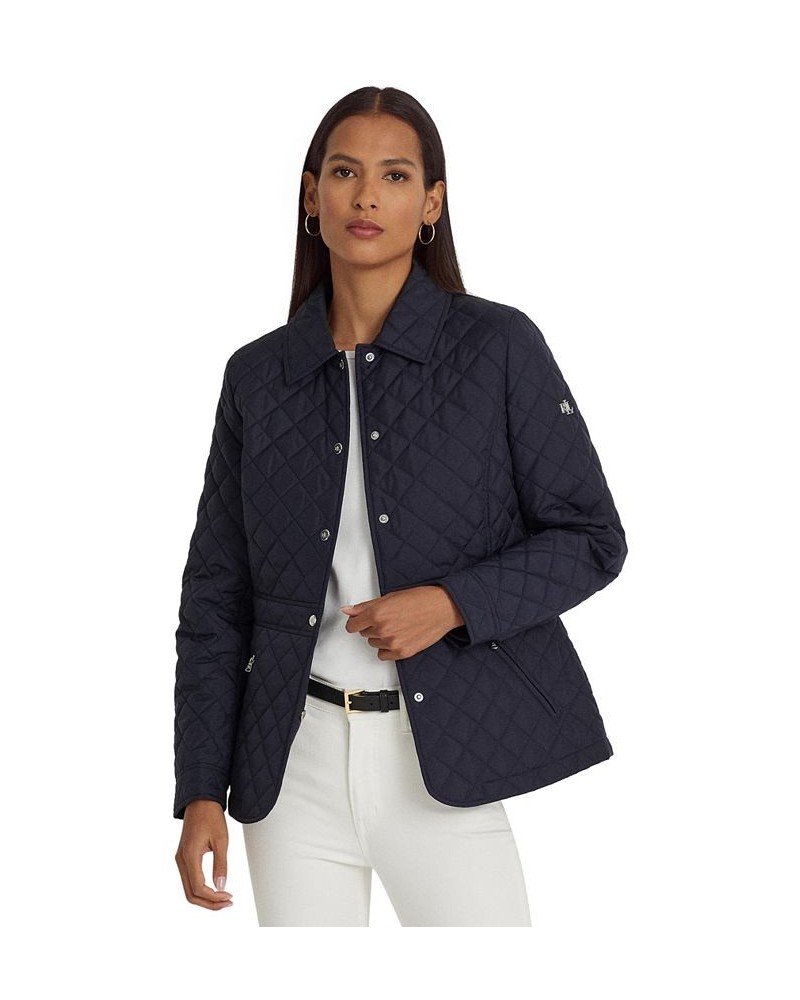 Women's Quilted Peplum Coat Blue $49.56 Coats