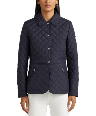 Women's Quilted Peplum Coat Blue $49.56 Coats