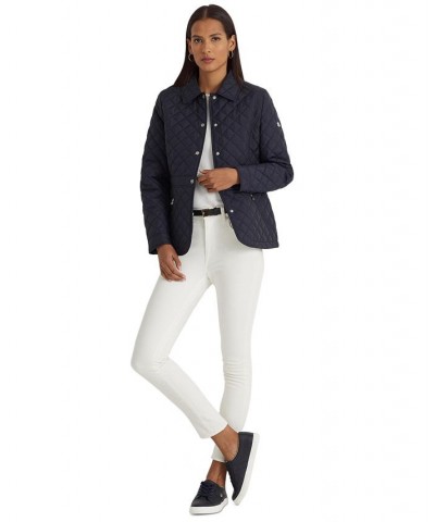 Women's Quilted Peplum Coat Blue $49.56 Coats