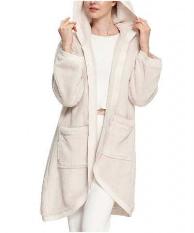 Women's Hooded Open Front Cardigan Gray $31.08 Sleepwear