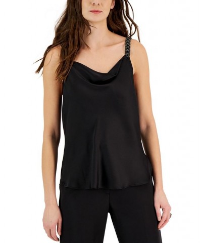 Women's Twist Crystal Solid-Color Camisole Black $70.30 Tops
