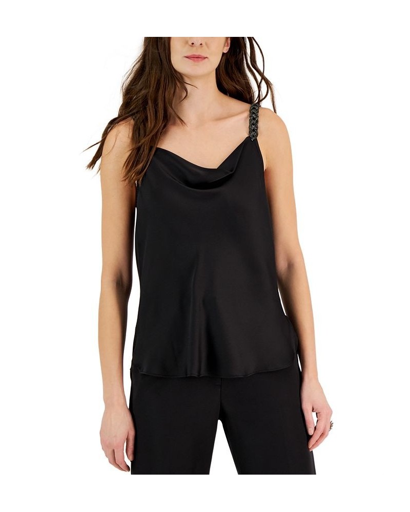 Women's Twist Crystal Solid-Color Camisole Black $70.30 Tops