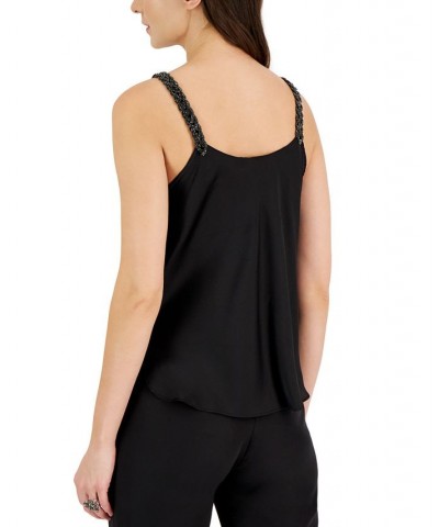 Women's Twist Crystal Solid-Color Camisole Black $70.30 Tops