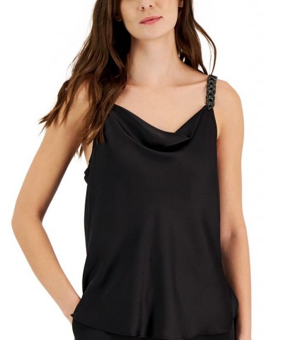 Women's Twist Crystal Solid-Color Camisole Black $70.30 Tops