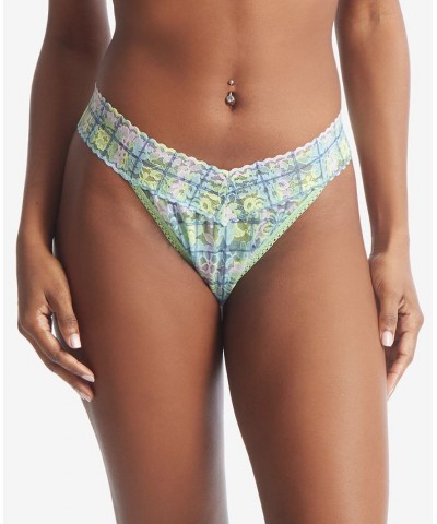 Women's Printed Daily Lace Original Rise Thong Underwear Hazy Morning $14.70 Panty