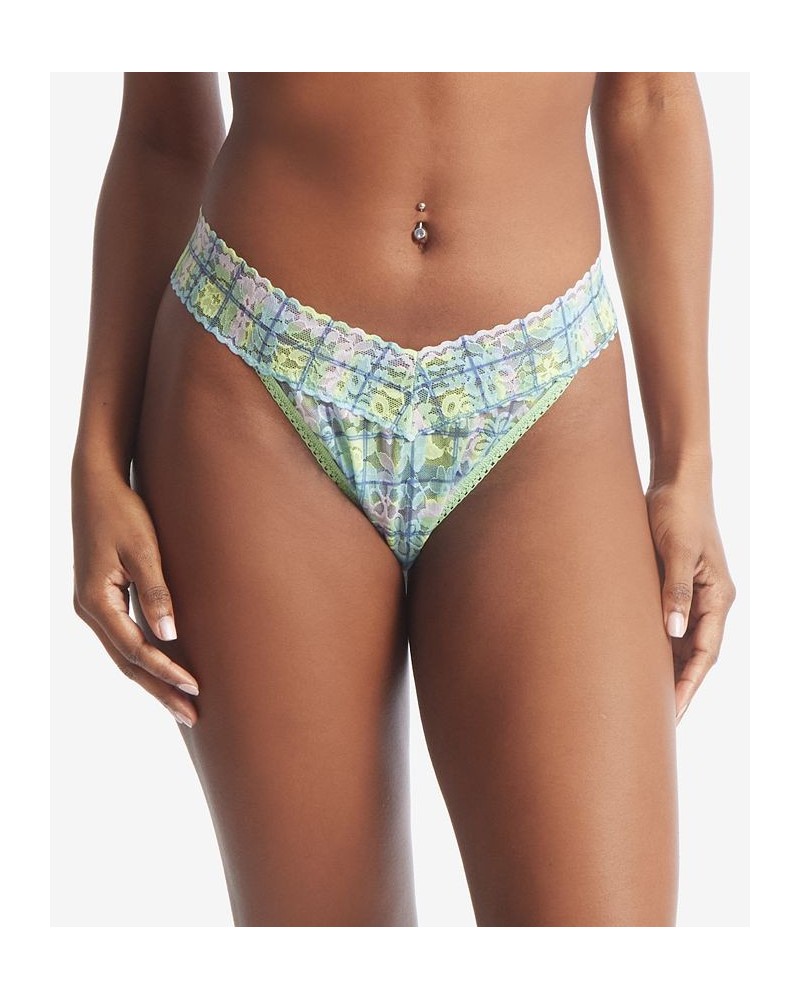 Women's Printed Daily Lace Original Rise Thong Underwear Hazy Morning $14.70 Panty