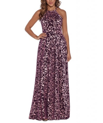 Metallic Halter Gown Wine/rose $107.64 Dresses