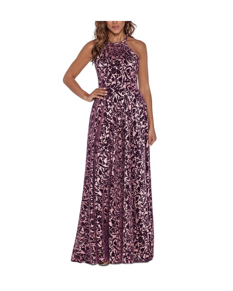 Metallic Halter Gown Wine/rose $107.64 Dresses