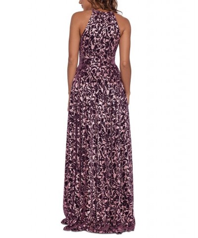 Metallic Halter Gown Wine/rose $107.64 Dresses