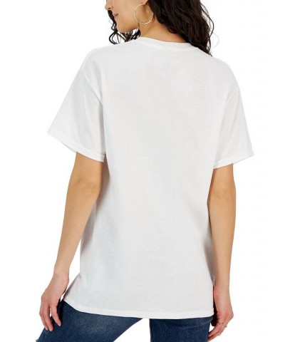 Juniors' Happy Times Graphic Crewneck T-Shirt White $10.44 Tops