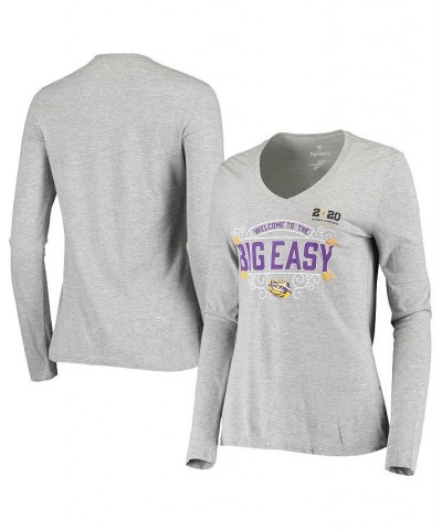 Women's Branded Heathered Gray LSU Tigers 2020 College Football Playoff National Championship Heathered Gray $27.49 Tops