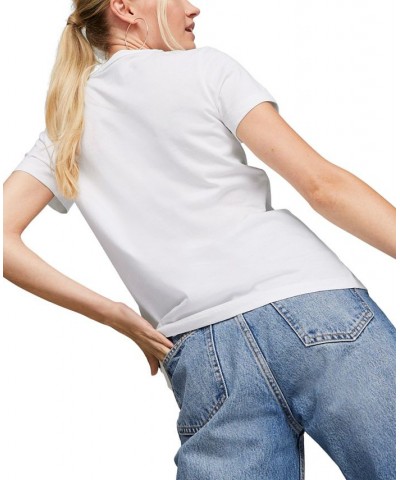 Women's Frozen Flower Logo Graphic Cotton T-Shirt White $10.58 Tops