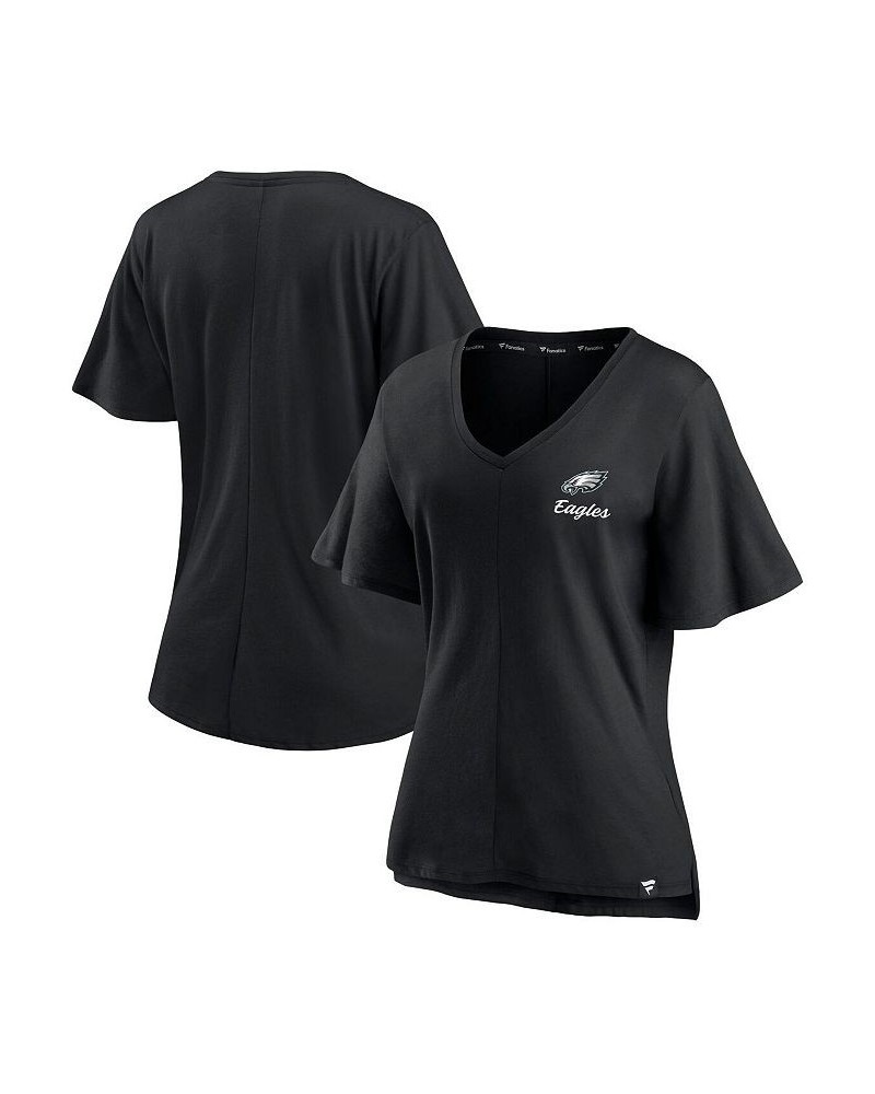 Women's Branded Black Philadelphia Eagles Southpaw Flutter V-Neck T-shirt Black $23.00 Tops