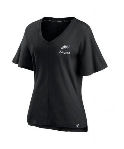 Women's Branded Black Philadelphia Eagles Southpaw Flutter V-Neck T-shirt Black $23.00 Tops