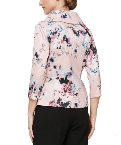 Petite Floral-Print Portrait-Collar Blouse Blush Multi $67.05 Tops