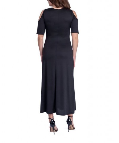 Women's Cut Out Shoulder A-Line Floor Length Dress Black $40.80 Dresses