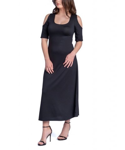 Women's Cut Out Shoulder A-Line Floor Length Dress Black $40.80 Dresses