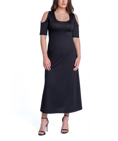 Women's Cut Out Shoulder A-Line Floor Length Dress Black $40.80 Dresses