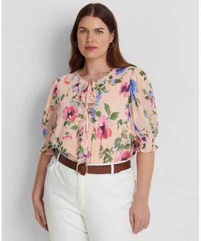 Plus Size Floral Blouse Pink Multi $67.50 Tops