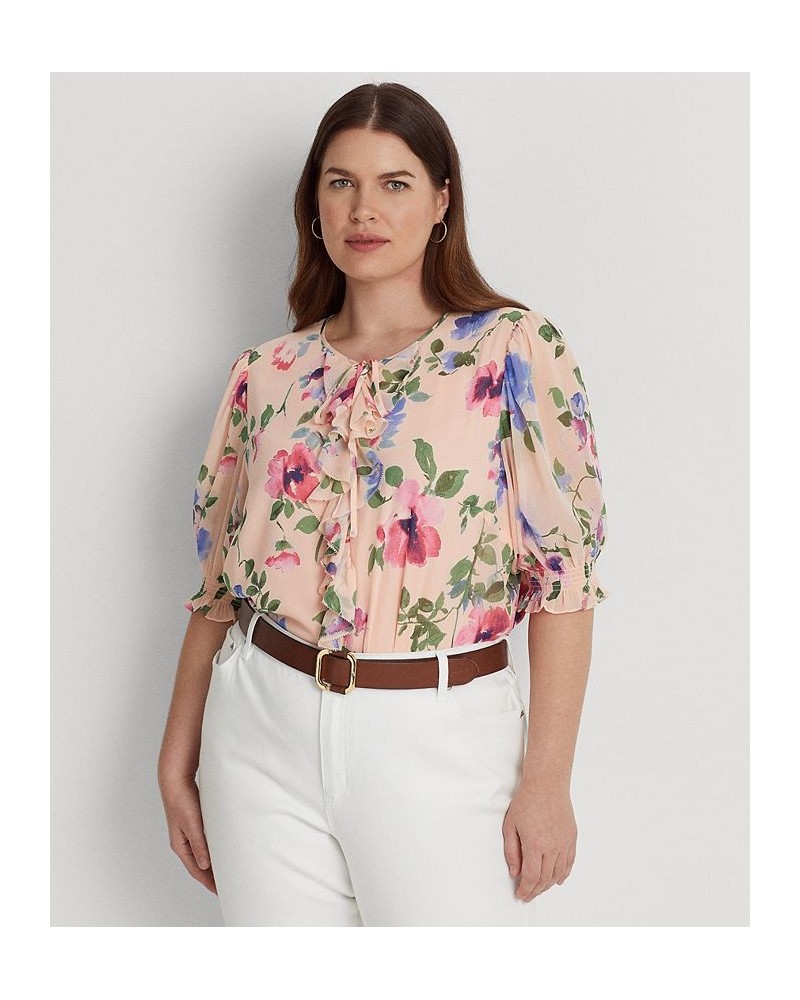 Plus Size Floral Blouse Pink Multi $67.50 Tops