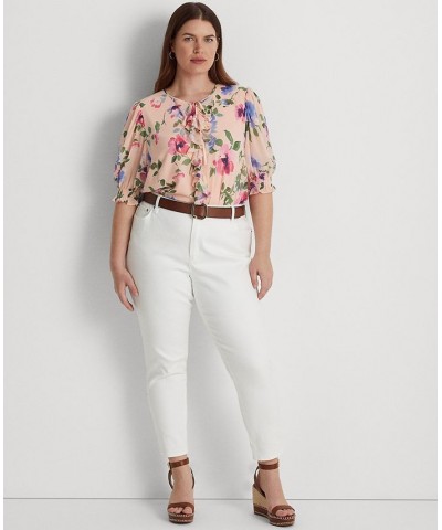 Plus Size Floral Blouse Pink Multi $67.50 Tops