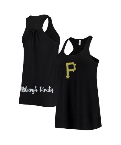 Women's Black Pittsburgh Pirates Front and Back Tank Top Black $23.00 Tops