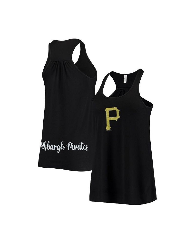 Women's Black Pittsburgh Pirates Front and Back Tank Top Black $23.00 Tops