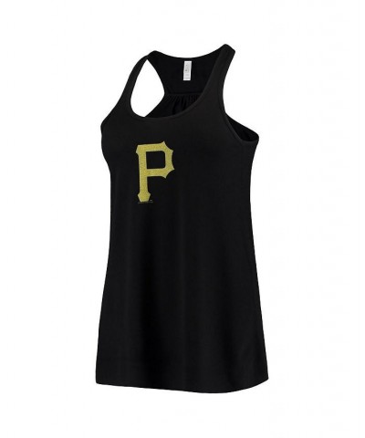 Women's Black Pittsburgh Pirates Front and Back Tank Top Black $23.00 Tops