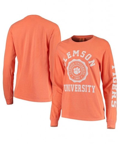 Women's Orange Clemson Tigers Oversized Comfort Colors University Seal Long Sleeve T-shirt Orange $29.69 Tops