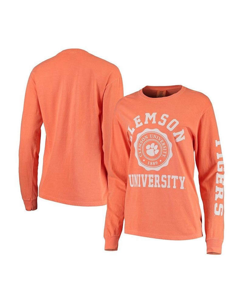 Women's Orange Clemson Tigers Oversized Comfort Colors University Seal Long Sleeve T-shirt Orange $29.69 Tops