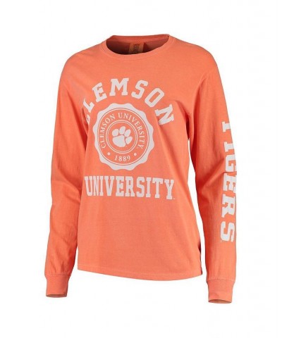 Women's Orange Clemson Tigers Oversized Comfort Colors University Seal Long Sleeve T-shirt Orange $29.69 Tops