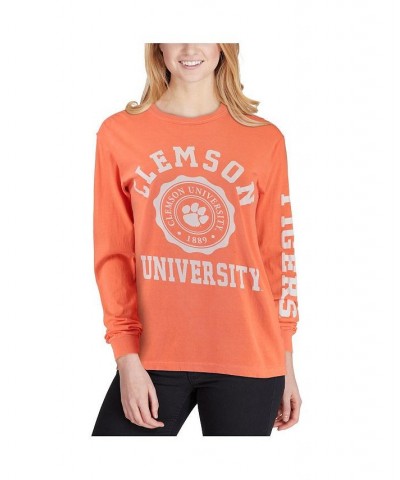 Women's Orange Clemson Tigers Oversized Comfort Colors University Seal Long Sleeve T-shirt Orange $29.69 Tops