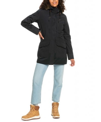 Juniors' Amy Faux-Fur Hood Snow Jacket True Black $53.11 Jackets
