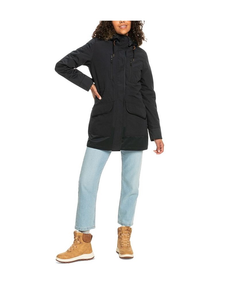 Juniors' Amy Faux-Fur Hood Snow Jacket True Black $53.11 Jackets