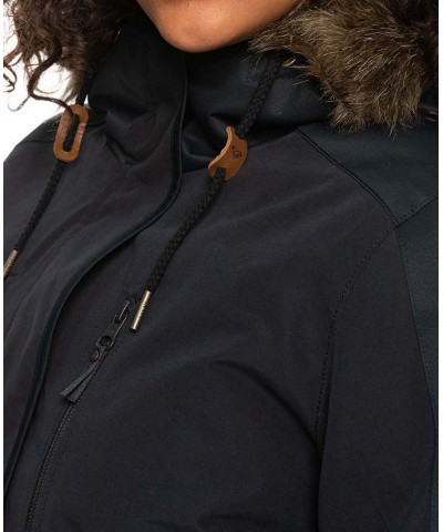 Juniors' Amy Faux-Fur Hood Snow Jacket True Black $53.11 Jackets